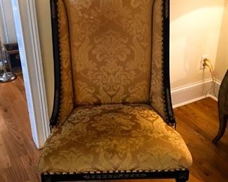 French Louis XV style wingback/bergere chair with carved gilted details