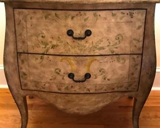 Painted French-style bombe two drawer chest