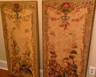 Decorative floral-motif painted board wall hangings