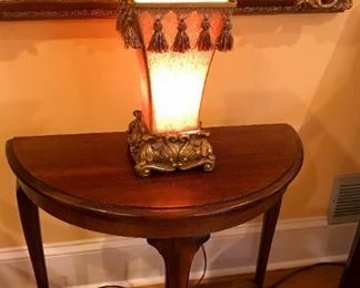 Demi-lune occasional  table, unique table lamp