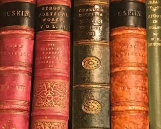 Close-up of vintage books