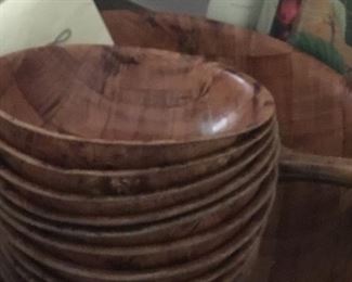 Vintage wooden salad bowl set