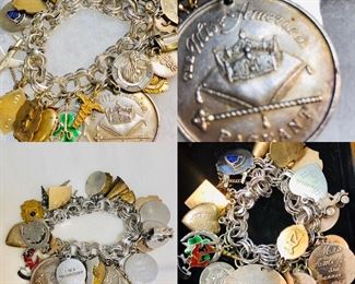 Personal Sterling Silver Charm Bracelet of 1957 Miss Missouri who also participated in Miss USA pageant also charm on bracelet. She became a nurse and married a Doctor therefore there’s multiple nursing and medical charms on it. Very chunky and lots of charms 