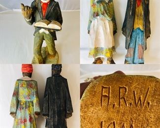 Adrian R Woodall Black Americana Handcarved Wooden Statues from private estate 