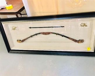 Large Framed Mongolian Bow and Arrow 
Brought back from the Orient  