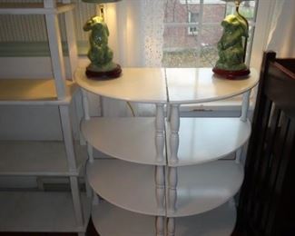 CORNER SHELVING WITH CHINA BUNNY LAMPS