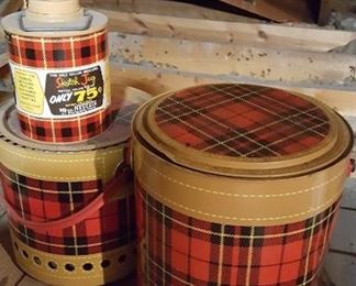 Vintage Cooler, Grill and thermos bottle