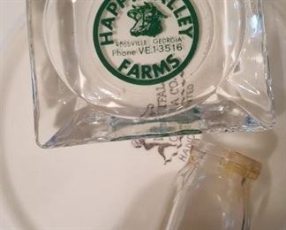 Happy Valley farms ashtrays and small milk bottle