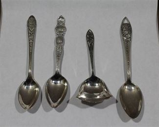 Lot of 4 Vintage Sterling Silver Souvenir Spoons