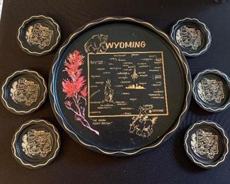 Metal drink tray and coasters.
