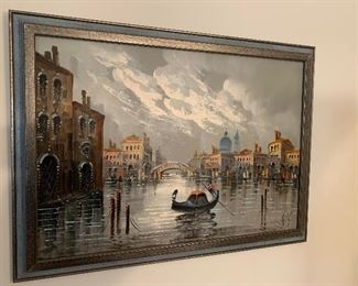 This oil on canvas of Venice Italy was purchased in Rome 1977.