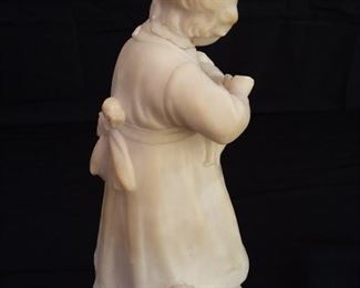 Alabaster Sculpture of Little Girl with a Doll