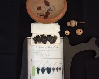 Ancient Arrowheads Beads and Pottery
