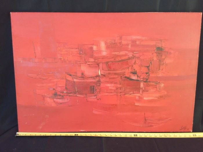 Beautiful 1967 MidCentury Abstract Oil Painting