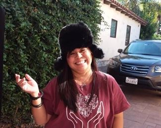 Colorful Mongolian Hat with Black Fur