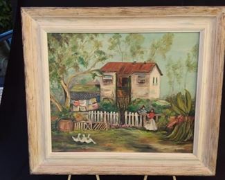 Farmhouse Painting by California MidCentury Artist M Phillips