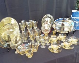 Large Lot of Yellow Depression Glass Dishes