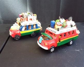 Lot of 2 Colombian Folk Art Vehicle sculptures