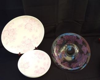 Lot of 3 Decorative Serving Dishes Think Pink