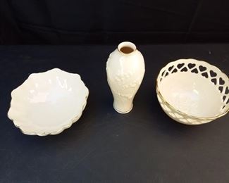 Lot of 3 Lenox Pieces Decorated with 24 karat Gold