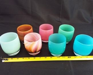 Lot of 7 Glass Baby Brand Heavy Art Glass Candle Holders