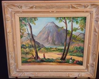 Original Painting Titled Agua Volcano Guatemala by California MidCentury Artist M Phillips