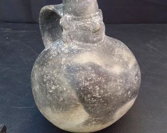 Primitive South American Jug with Handle and Humanesque spout