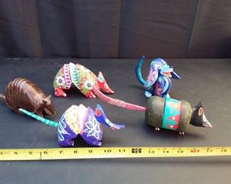 Set of 5 Assorted Carved Folk Art Animals from Mexico
