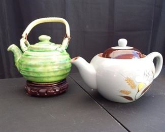 Two Decorative Pottery Tea Pots