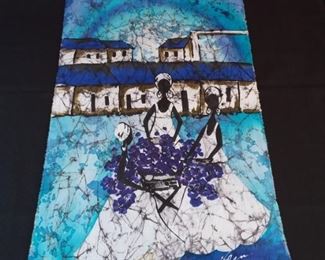 Vintage African Themed Fabric Printed Artwork