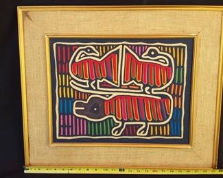 Vintage Framed Guatemalan Embroidery Art Piece