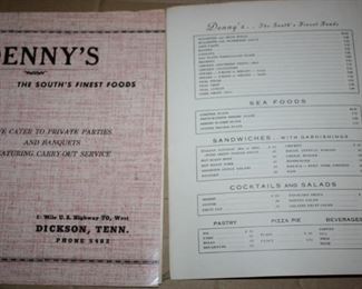 2 original Denny's Menu's from their Dickson Grand opening.  Check out the phone number