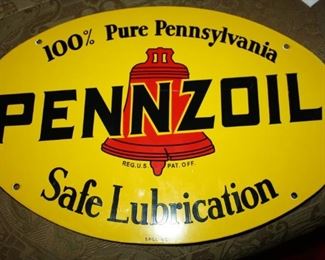 1961 Porcelain Pennzoil sign.  Great condition