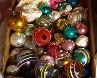 Early ornaments. Some have tinsel inside. Cool
