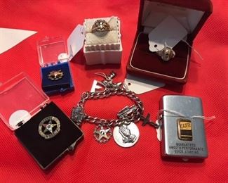 Masonic , gold rings, sterling , lighters