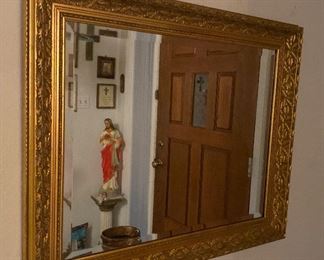 Mirror, Sacred Heart of Jesus Chalk Ware Italy, Assorted Religious Framed Art