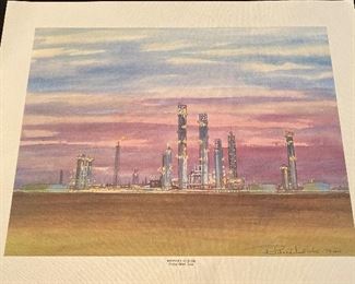 Local Artist Richard Lewis Prints Made for Corpus Christi National Bank, Refinery at Dusk