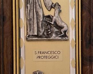 "S Francesco Proteggci" Wall Plaque Italy, St. Francis of Assisi, Protector