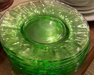 Depression Glass Green Luncheon Plates