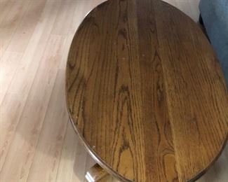 Oval oak coffee table.