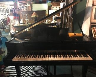 Black baby grand piano