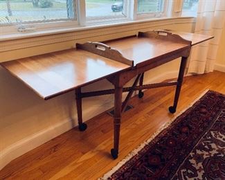 Stickley "Cherry Valley" Tea Cart, expandable with giant wheels!