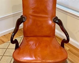 Leather Office Chair with Nailhead Trim
