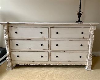 Shabby Chick 6-drawer dresser with great detail!
