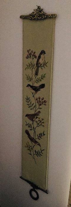 Beautiful needlepoint bird bell pull