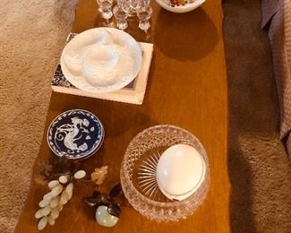 The coffee table filled with interesting stuff
