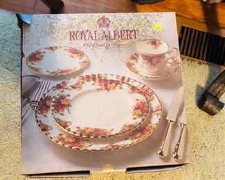 One of two boxes of Royal Albert never used China sets