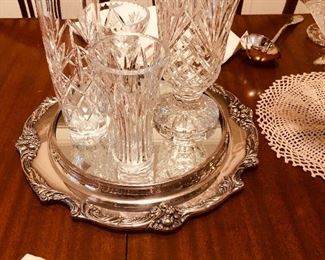 Another selection of cut glass vases. Antique and contemporary. Silver plate reflector adds a great look to your home