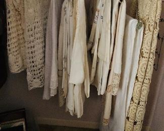 Loads of beautiful table linens in assorted styles. Round and rectangular sizes. Fabulous needlework