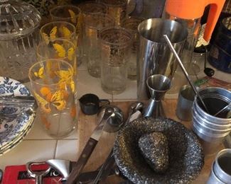 Vintage bar and glassware